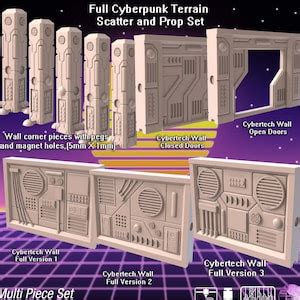 Cyberpunk Terrain Set 4 Cyberpunk Wall W/ Holes for Magnets Cyberpunk ...