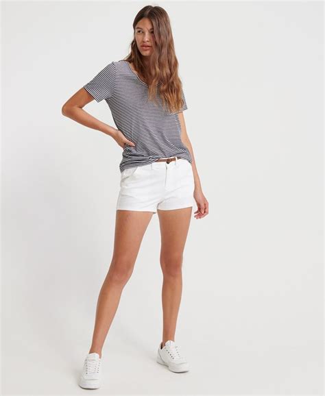 Femme Short Chino Hot Blanc Optic Superdry Be Fr