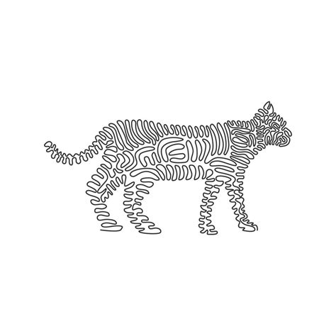 Continuous Curve One Line Drawing Of Cute Standing Cat Curve Abstract