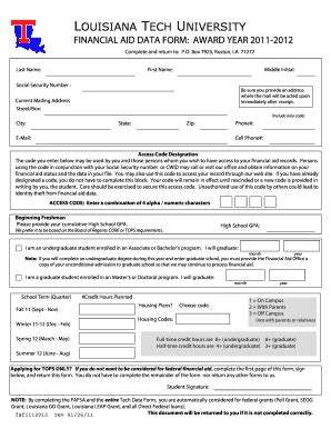 Fillable Online Latech Data Form Fill And Print Louisiana Tech