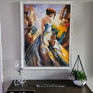 Lady With Violin Oil Painting Original Women X Canvas Wall Etsy