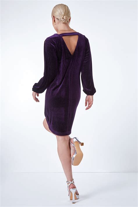 Purple Split Sleeve Velvet Mini Dress Roman Uk