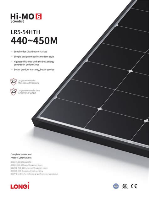 Good Price Longi Solar Low Price High Efficiency Lr5 54hth440 450m