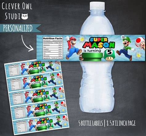 Купить с кэшбэком Super Mario Bottle Labels Super Mario Bottle Labels