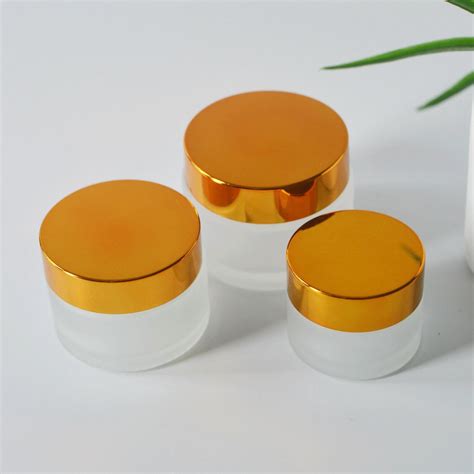 10ml 30ml 50ml Frosted Glass Jar With Gold Cap Lid Frosted Jar