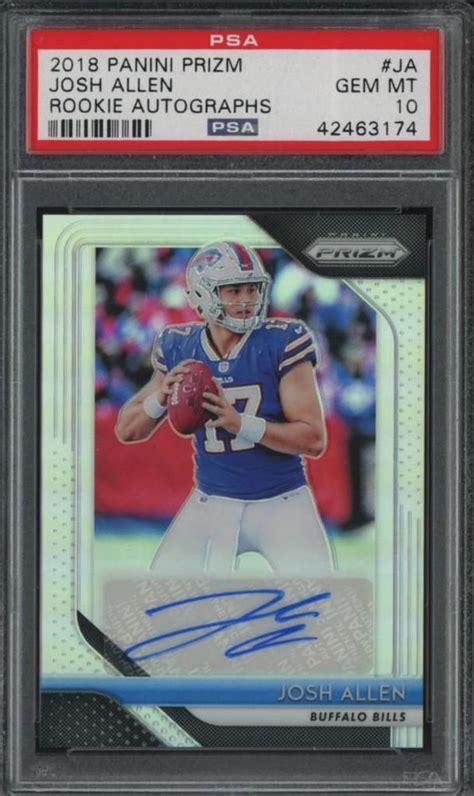 2018 Panini Prizm Silver Josh Allen Auto Rc Gem Mint Psa 10 Sports