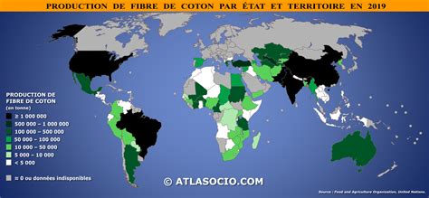 Carte Du Monde Production De Fibre De Coton Par Tat Atlasocio 67100