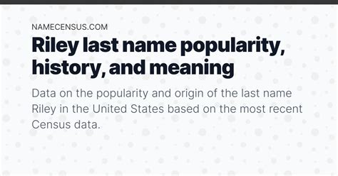 Riley Last Name Popularity Meaning And Origin