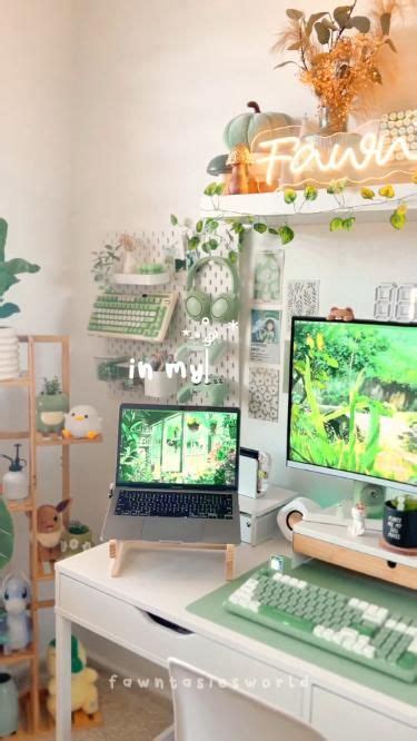 Best Ever Green Desk Setup💚😍 In 2024 Green Desk Desk Setup Desk Layout