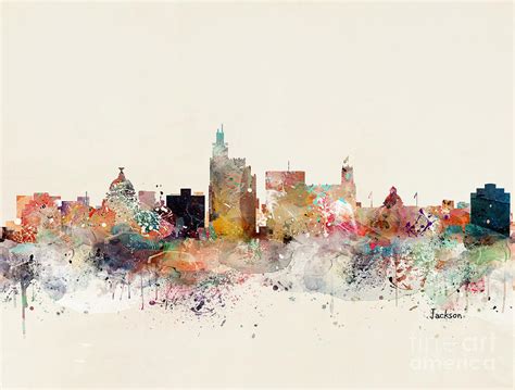 Jackson Mississippi Skyline Painting by Bri Buckley - Pixels