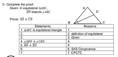 Solved B Complete The Proof Given In Equilateral Delta Abc Overline