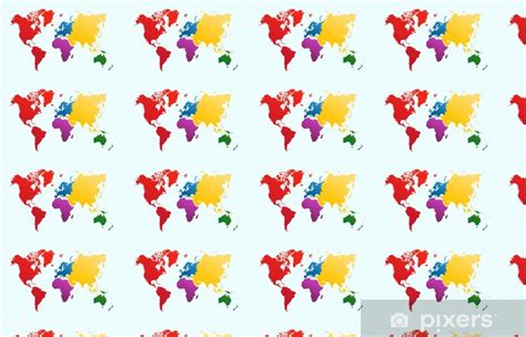 Wallpaper World Map Colorful Continents Atlas Eps10 Vector File Pixersuk