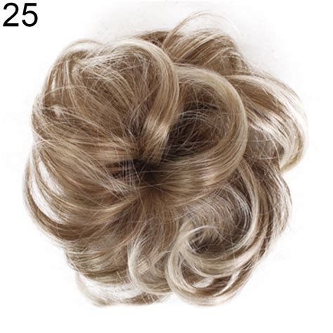 Fashion Women Hair Bun Extension Wavy Curly Messy Donut Chignons Wig