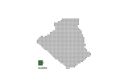 Vector Square Pixel Dotted Map Of Algeria Isolated On White Background