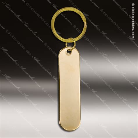 The Jafari Engraved Gold Brass Keychain Key Ring Oval Bar Gold Brass