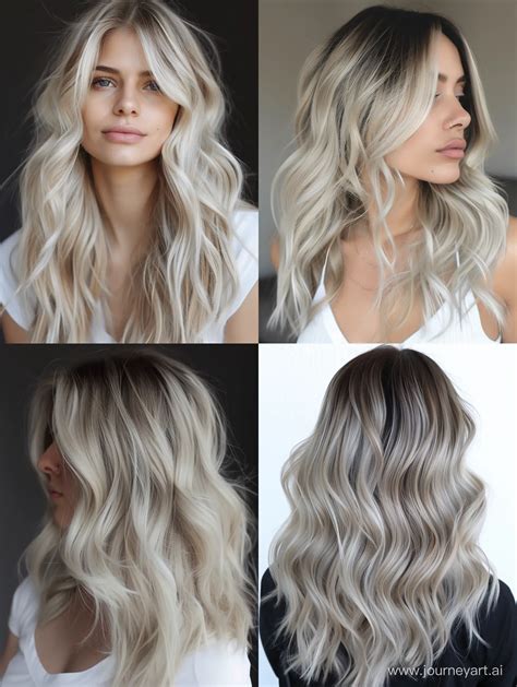 Trendy Platinum Blonde Hair With Dark Lowlights 2024 Midjourney Prompt