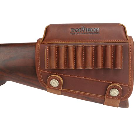 Tourbon Leather Gun Buttstock Cheek Rest Riser Rifle Shells Holder