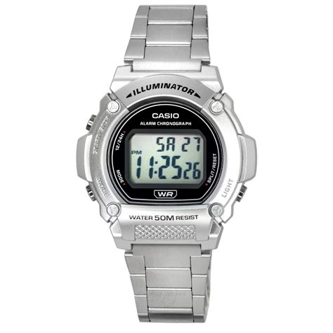 Casio Standard Digital Stainless Steel Bracelet Quartz W 219HD 1A Men S