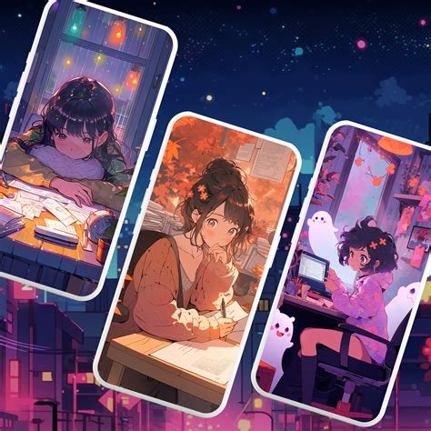 12 Lofi Study Girls Wallpaper Bundle, Lofi Wallpaper,desktop Wallpaper ...