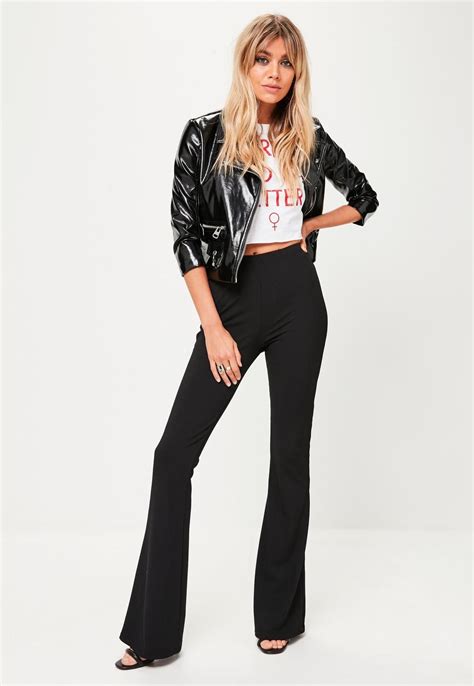 Missguided Pantalon Flare Noir Côtelé Women Pants Casual Clothes