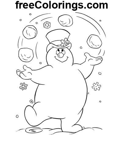 Frosty Le Bonhomme De Neige Jouant Aux Boules De Neige Coloriages Et