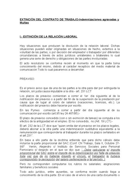 Extincion Del Contrato De Trabajo ExtinciÓn Del Contrato De Trabajo