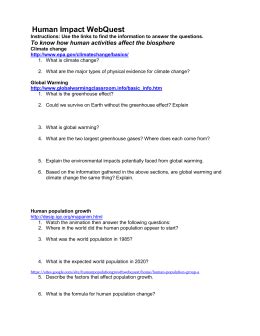 Human Impact On The Environment Webquest Answer Key Human Impact On