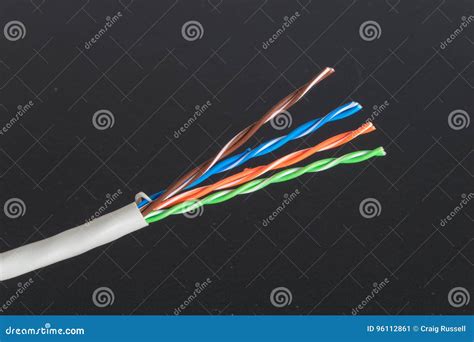 Ethernet Cable Showing Twisted Pairs Stock Image Image Of Closeup Strip 96112861