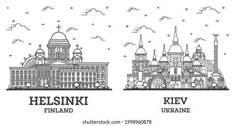 Outline Helsinki Finland City Skyline Historic Stock Vector Royalty