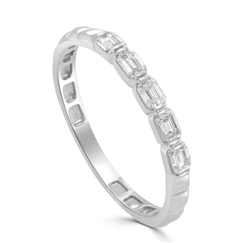 14k Gold And Emerald Cut Diamond Band Sabrina Design