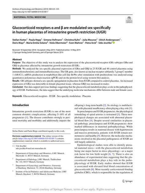 Glucocorticoid Receptors α And β Are Modulated Sex Specifically In