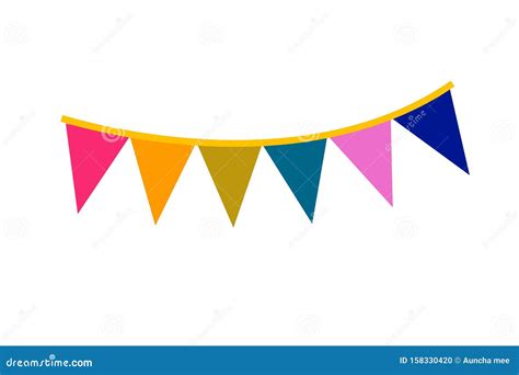 Colorful Hanging Paper Flags On White Background Decor Items For Party