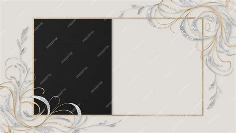 Dark black invitation background with a little floral ornament ...