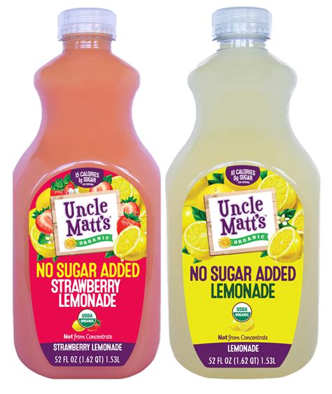 Uncle Matts Organic Introduces New Line Of No Sugar Added Lemonades