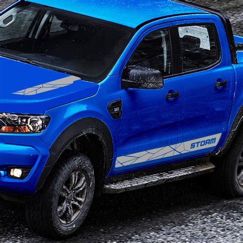 Faixas Ranger Storm 2020 4x4 Adesivo Lateral e Capô Cinza