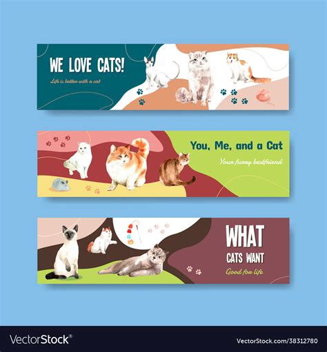 Cute Cats Banner Template Design For Advertise Vector Image