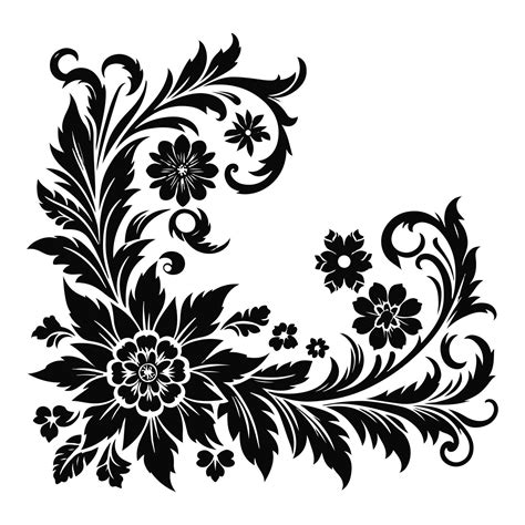 Floral Corner border black with white color background 46576262 Vector Art at Vecteezy