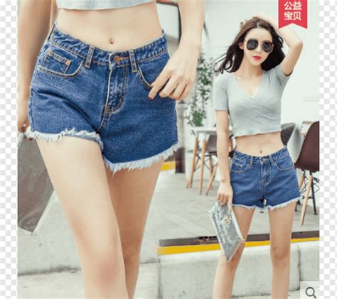 Jeans Waist Shorts Pants Pocket Jeans Abdomen Fashion Model Sexual