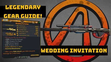 Borderlands 3 Wedding Invitation Legendary Gear Guide YouTube