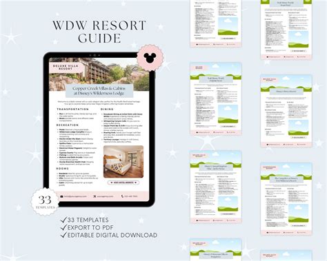 WDW Resort Guide, WDW Resort Cards, Travel Agent Template, WDW Agent ...