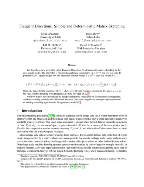 Frequent Directions Simple And Deterministic Matrix Sketching