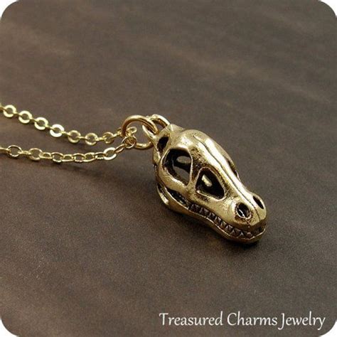 Tyrannosaurus Rex Necklace Gold T Rex Skull Charm Necklace Dinosaur Fossil Necklace Dinosaur