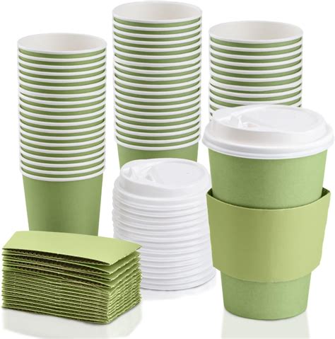 Amazon Pack Oz Sage Green Disposable Coffee Cups With Lids