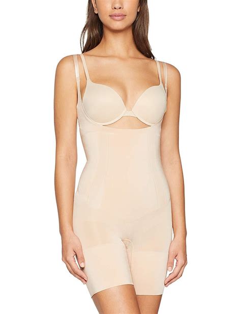 Spanx Oncore Open Bust Mt Mid Thigh Bodysuit Size M Medium Nude 10130r