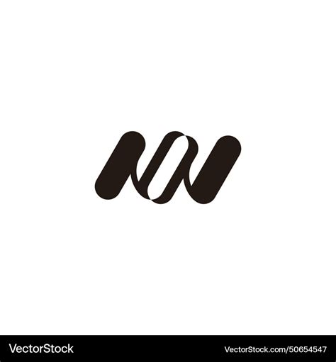 Letter Nw Linked Simple Geometric Curves Logo Vector Image