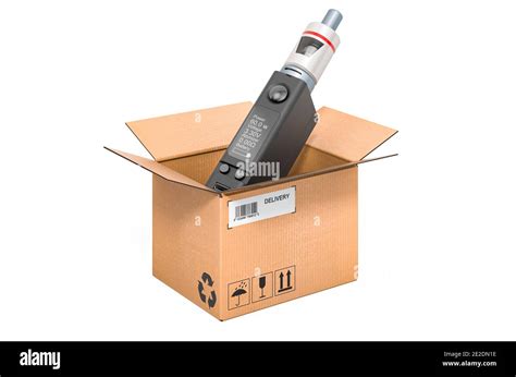 Electronic Cigarette Inside Cardboard Box Delivery Concept 3d