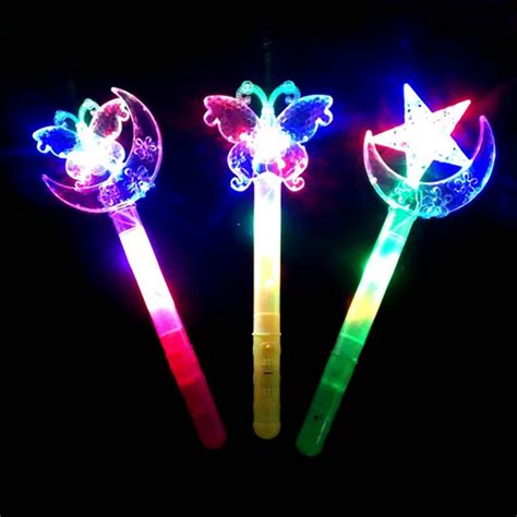 Light Up Flashing Princess Anime Wand Led Fairy Magic Wand Big Moon Star Butterfly Flower Sticks