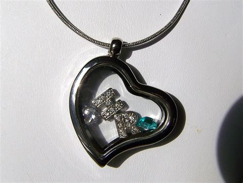 Heart Shaped Clear Glass Locket With Floating Charms