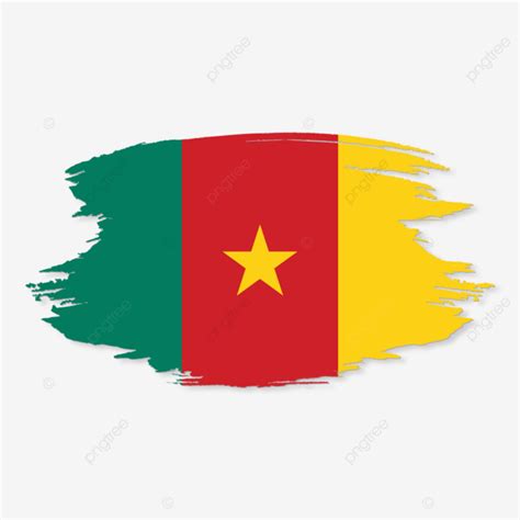 Cameroon National Flag With Brush Stroke Vector Cameroon Cameroon