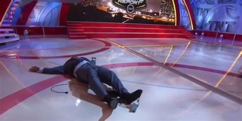 Shaq Big Tree Shaq Fall Hard On Set Of Nba On Tnt